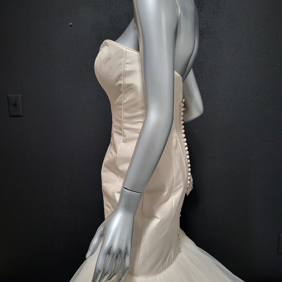 NWT~$1880~JUSTIN ALEXANDER~6/8~PEARL PINK STRAPLESS MERMAID WEDDING DRESS - Picture 8 of 16